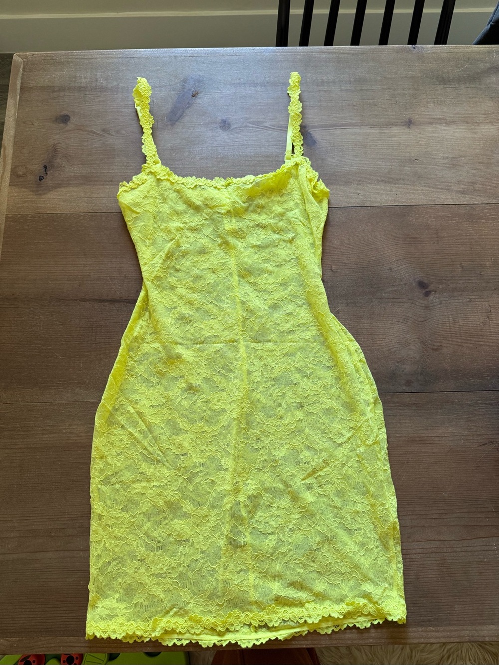 SKIMS Neon Yellow Lace Mini Dress Size L | Worn Once | Bodycon - Picture 2 of 5